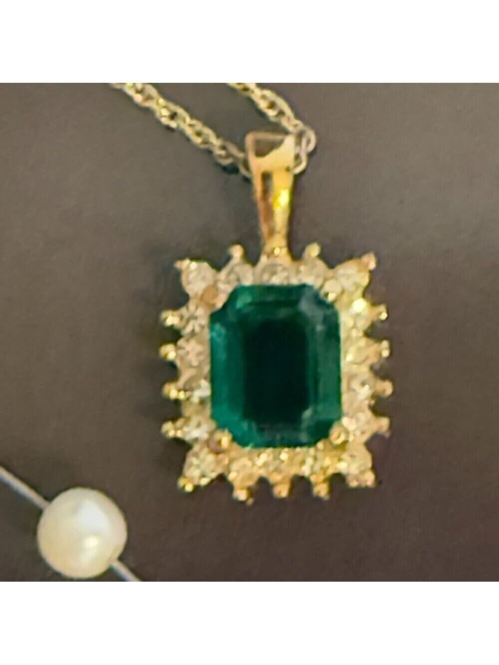 Gold tone Emerald  Cut Emerald  necklace lot